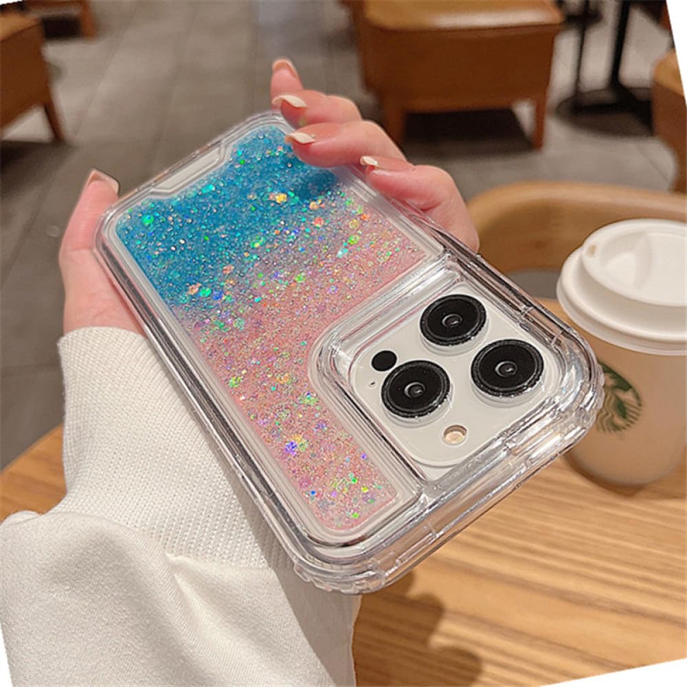 Coque paillettes iPhone 14 Pro blindée rose clair LVTFCO anti-chocs