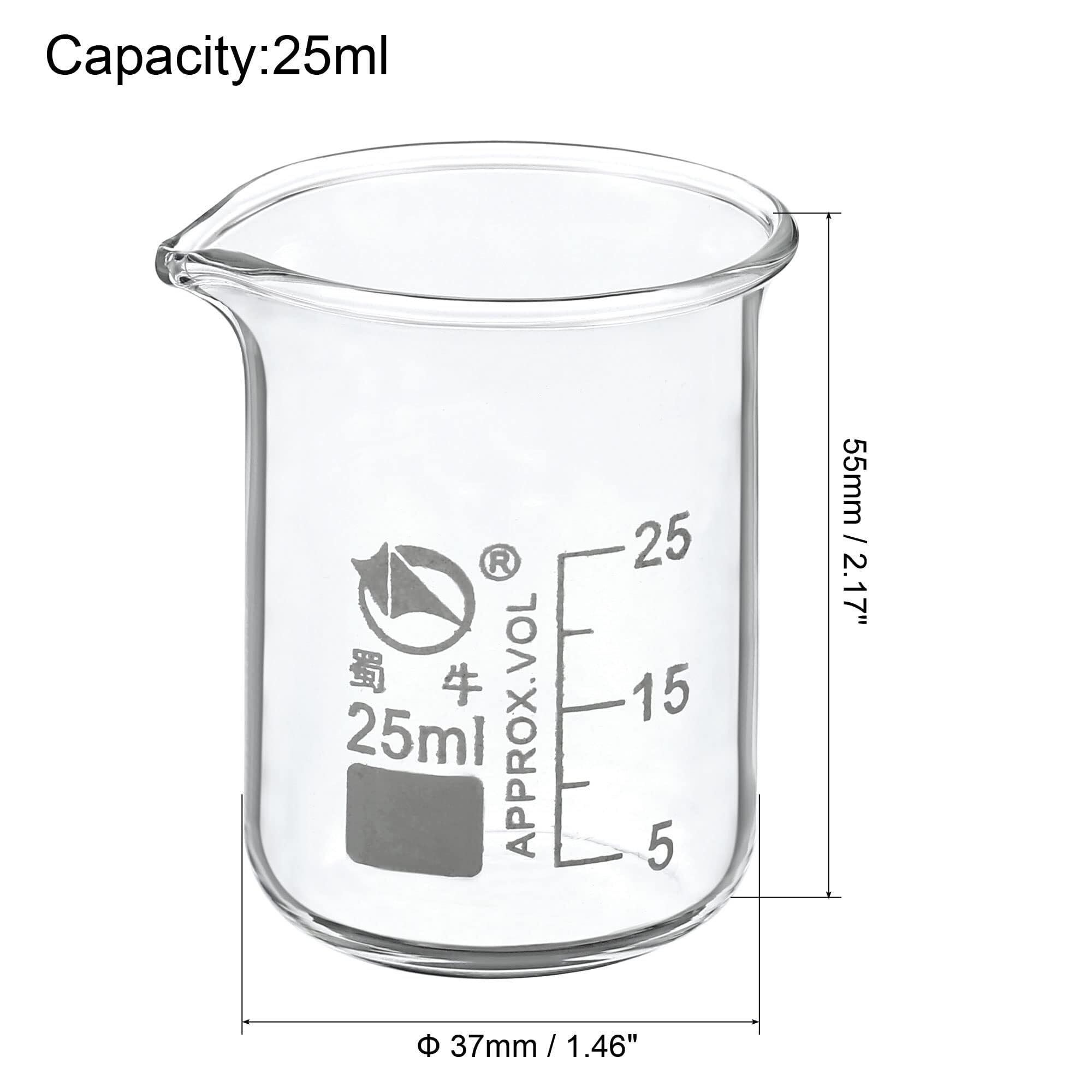 Becker in Vetro Borosilicato 1000ml - Resistente al Calore, Scala Graduata con Beccuccio per Laboratorio e Cucina(25ml)
