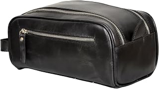 warreplica Premium Läder Rese Necessär Vattentålig Dopp Kit Rakväska Män Dam Kompakt Duschväska(Svart)