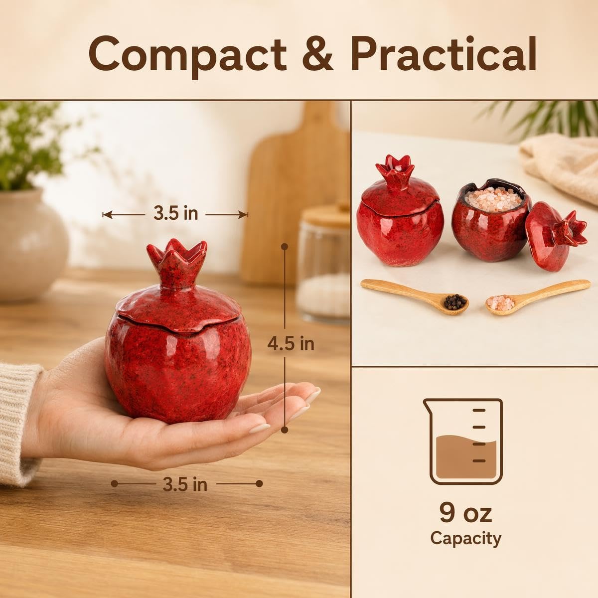 Pomegranate Salt Cellars - Set of 2 -5