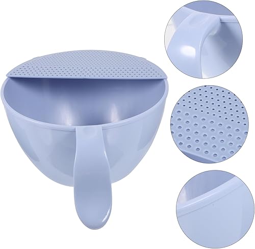 Miniatura 18 de Hemoton Cesta de drenaje multifuncional, colador de arroz de cocina, colador colador, tamiz de lavado de arroz con asa, coladores de lavado