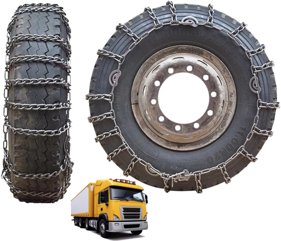 9mm Set of 2 Heavy Duty Snow Chains for Suvs Pickup AVT Cars Skid Traction Chains High Strength Manganese Emergency Use for Tire Reliable 205/75R17.5 2pcs 275/80R22.5