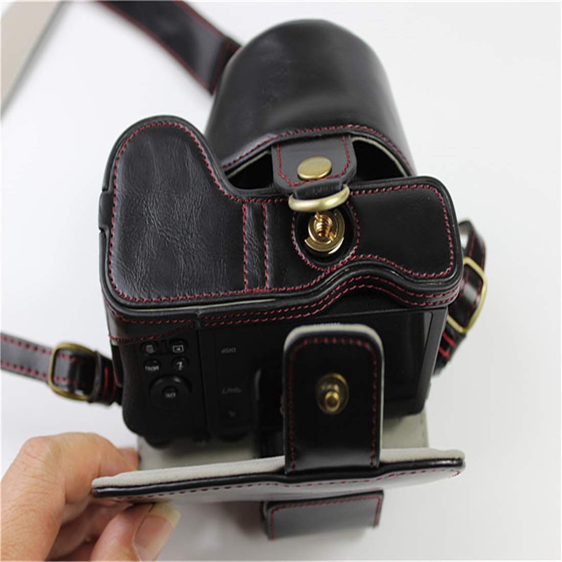 Custodia Per Fotocamera in Pelle, Borsa Per Fotocamera Copertura Completa Del Corpo Antigraffio Protettivo Per Fotocamera Z50, Z DX 16-50Mm F / 3.5-6.3 Lente VR,Nero