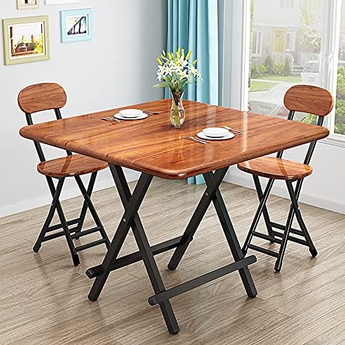 Rukulin Portable Foldable Dining Table Kitchen Table Space Saving Drop Leaf Dinner Table Motorhome Table (Brown)