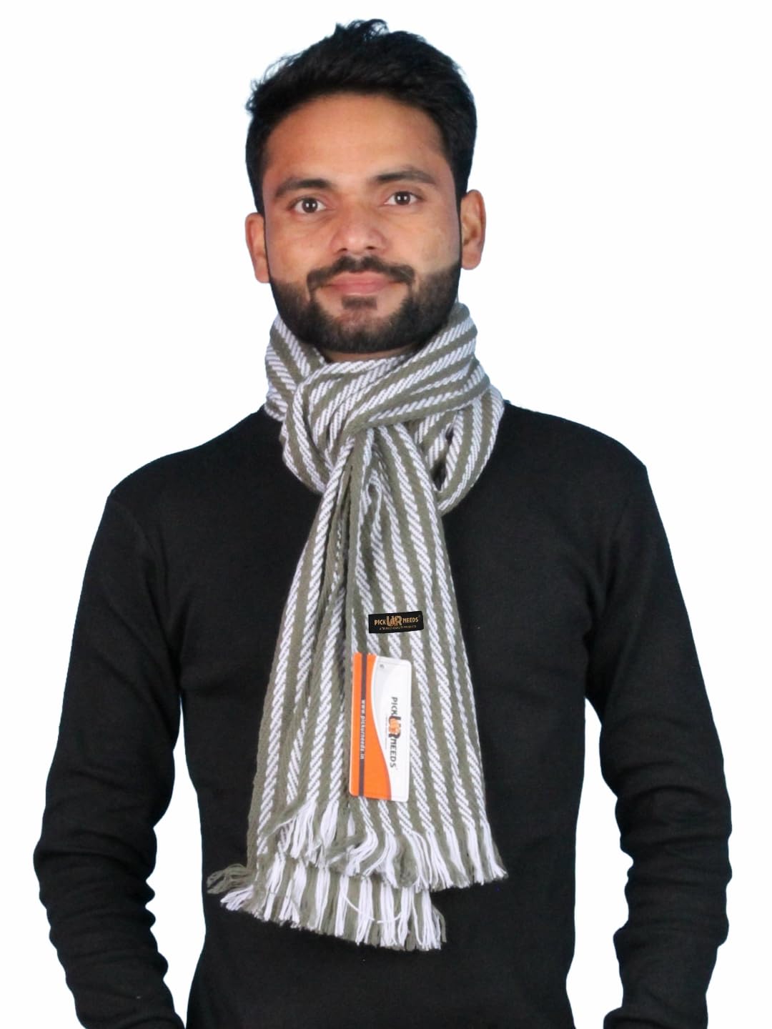 Premium Men's Warm And Stylish Woolen Muffler With Multicolour Stripes And Stylish Tussles Ends - 70 Inches * 11 Inches-image-35