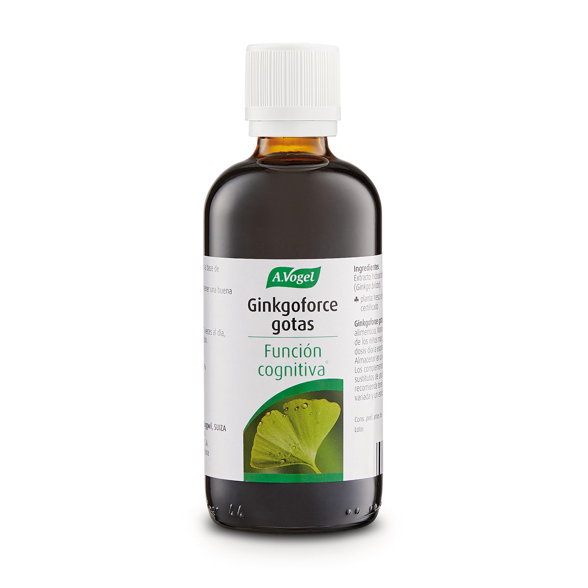 A.Vogel Ginkgoforce | Apoyo Cognitivo Natural | Memoria y Función Mental | Extractos Frescos de Ginkgo Biloba | Producto Suizo | Ingredientes Activos de Plantas Frescas | 100 ml