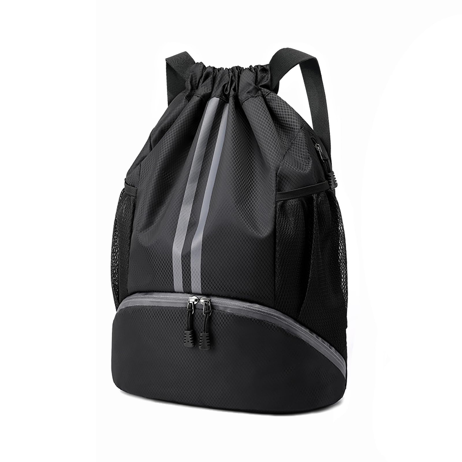 Hoedia Sports Drawstring Backpack - String Swim Gym Bag with Shoes Compartment and Wet Proof Pocket for Women and Men