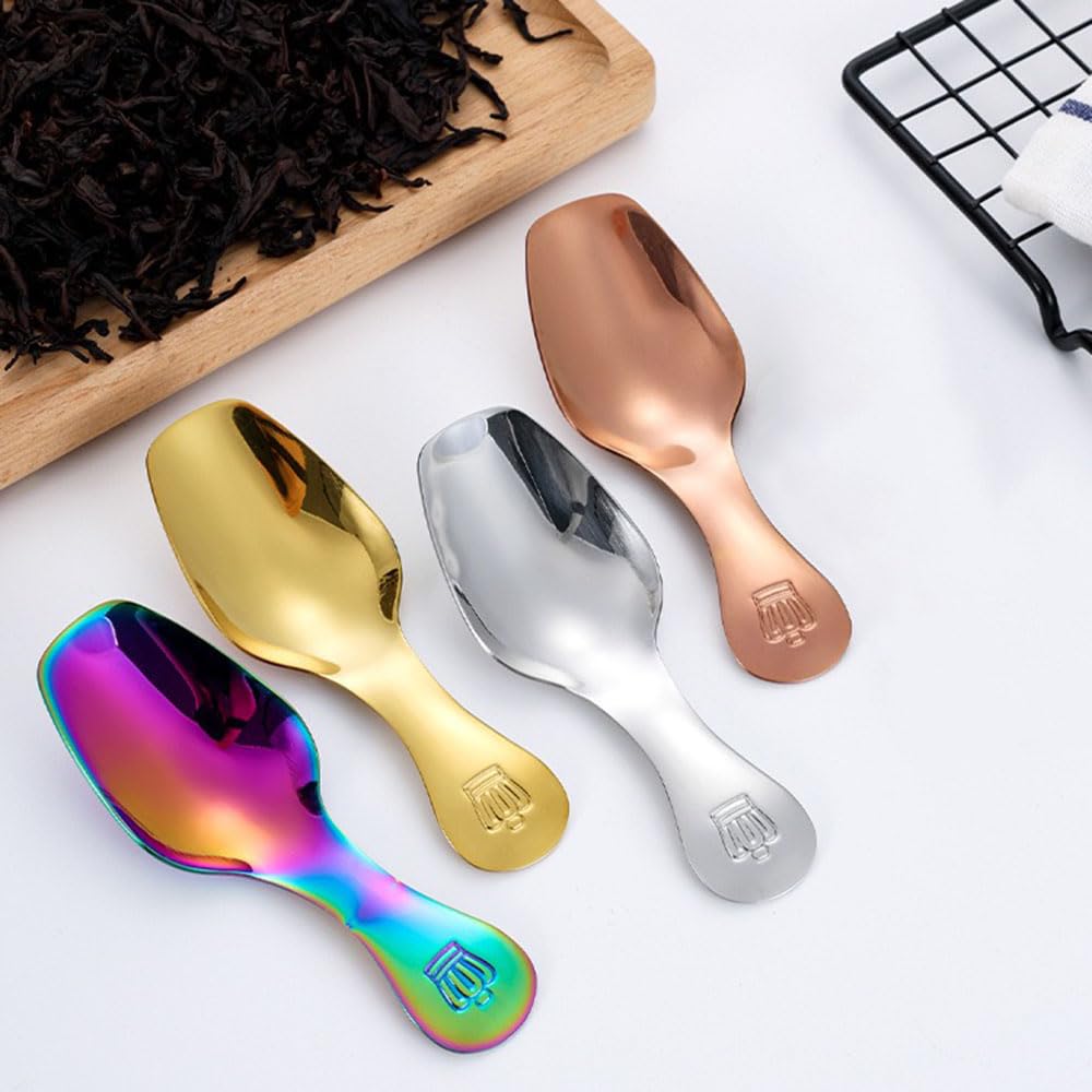 2 Pcs Small Dessert Spoon Stainless Steel Mini Spoons Short Handle Spoons for Salt, Dessert, Sugar, Coffee, Tea, Sugar, Honey, Spice, Ice Cream, Candy, Fit in Canisters (Silver)