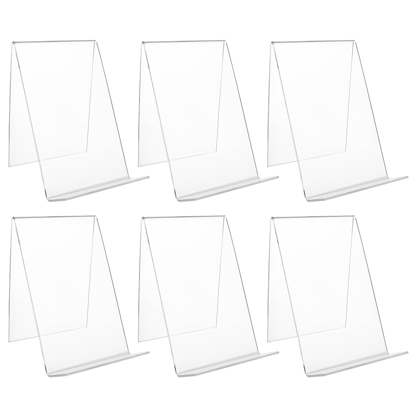 ASelected 6Pcs Clear Acrylic Book Stand, 10 x 10.5 x 13cm Book Display Stand, Transparent Book Holder for Displaying Notebooks, Picture Albums, Menu, Magazine- Sloped Desk