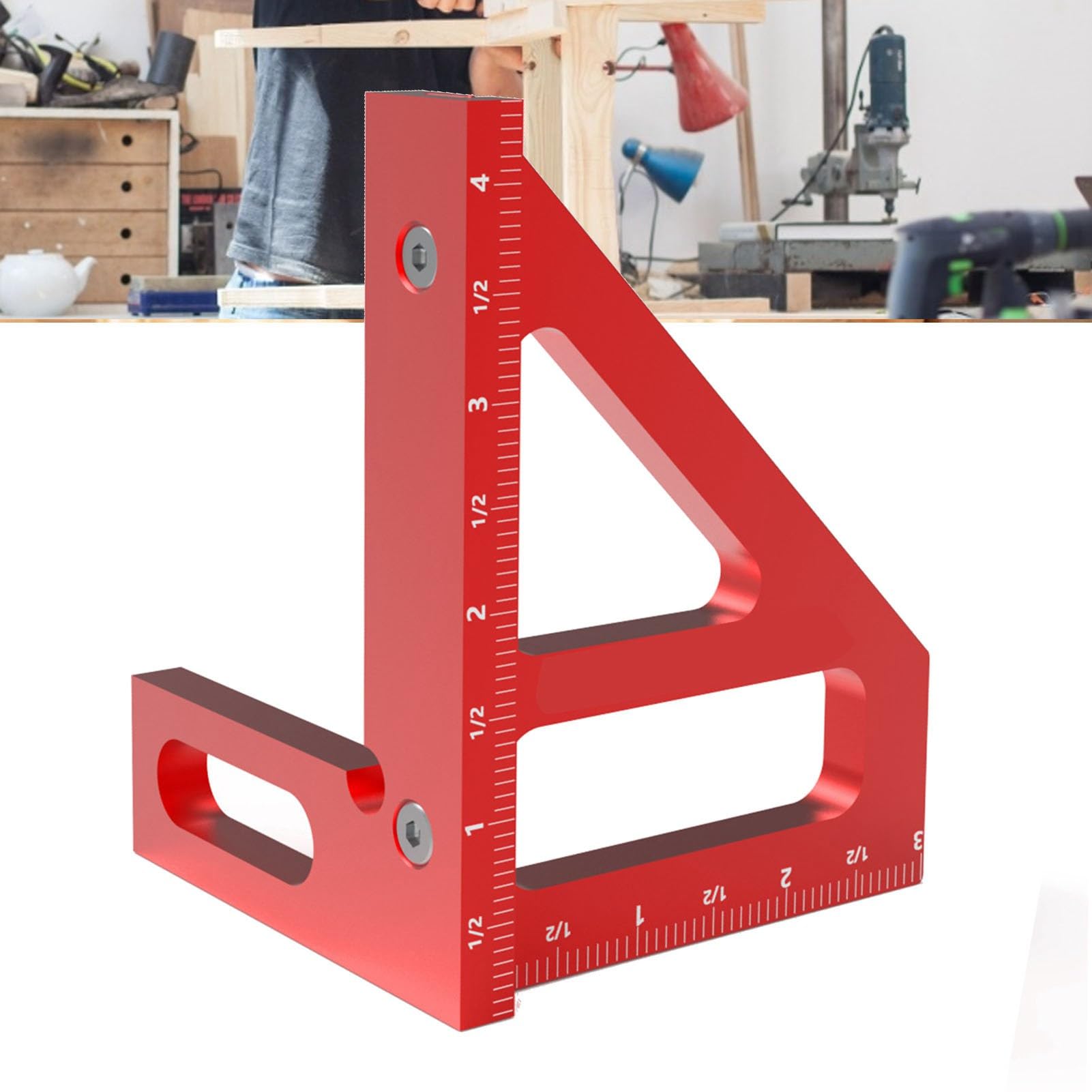 Dreieck-Messlineal mit Mehreren Winkeln (45°/90°) aus Aluminiumlegierung, hochpräzise für Holzbearbeitung, Linienzeichnungen und Gehrungsreißer