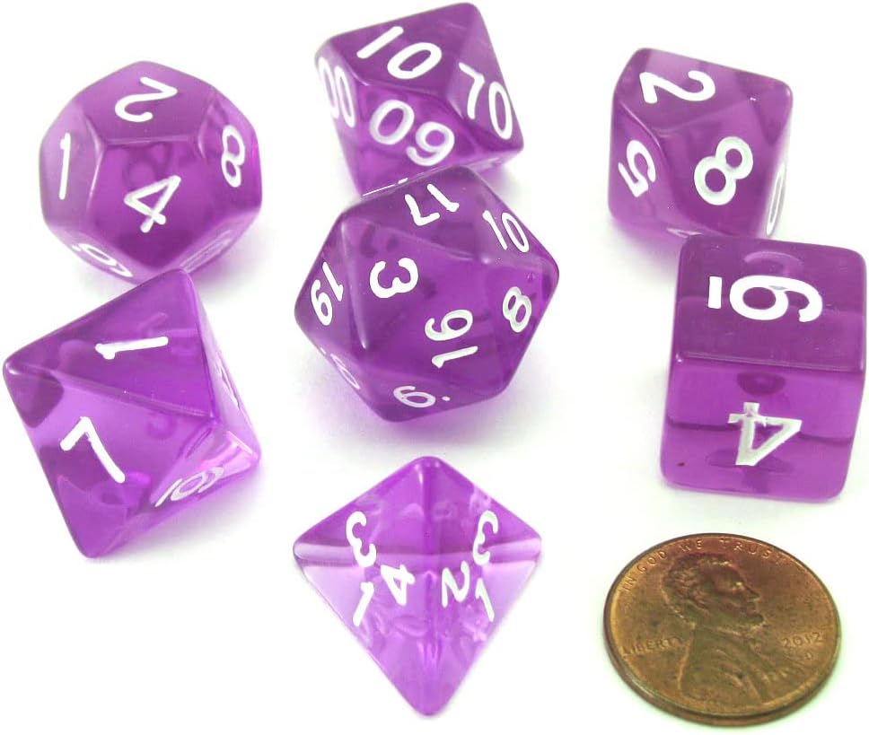 Reaper Miniatures 19014: Lucky Dice - Clear Purple - Pizza Dungeon Dice