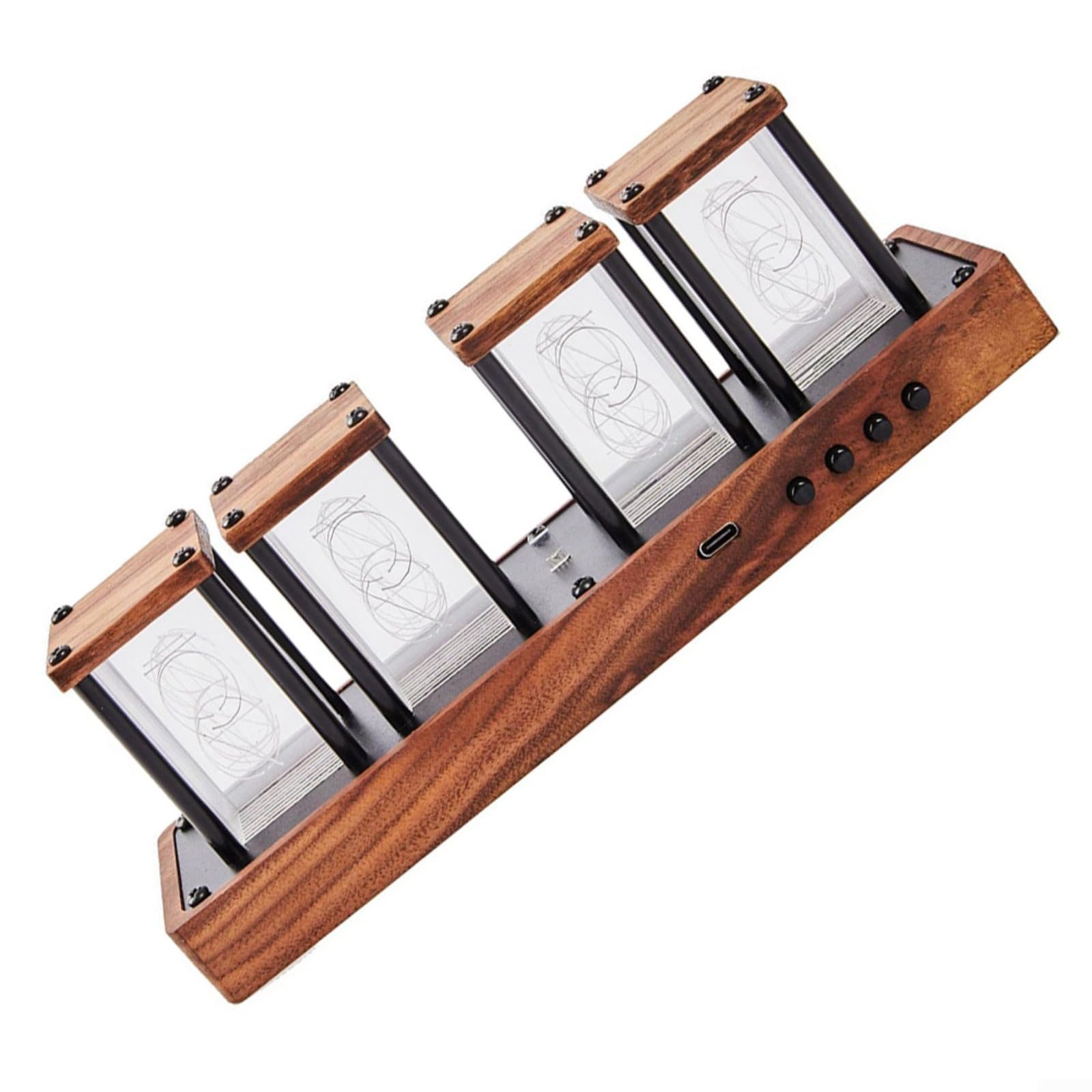 Nixie Horloge tube électronique LED Glow Simulation rétro moderne en bois alimenté par USB Décoration de la maison