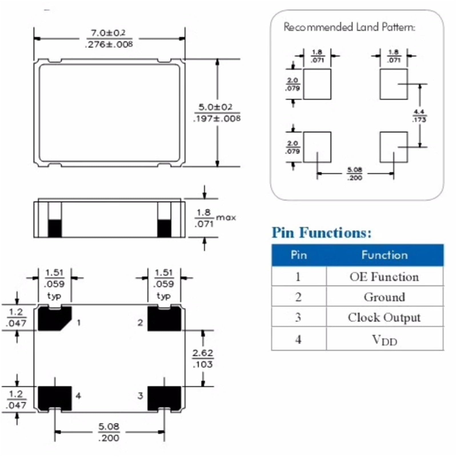 5 sztuk 110 MHZ 110 M 110 000 MHZ 5070 7050 Active Crystal Oscillator 4Pin 5,0 x 7,0 mm Clock Oscylatory rezonator 7,0 x 5,0 mm