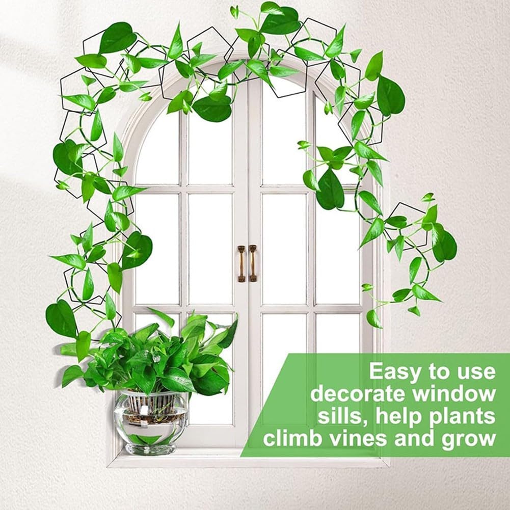 24pcs Treillis Hexagonal Pour Plantes Grimpantes - Support De Plante Noir Intérieur/Extérieur Pour Monstera, Pothos, Lierre | Durable Jardin & Mur *s, Installation Facile Avec Plaques Adhésives