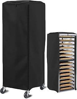 Cubierta de estante comercial para panecillos 420D con revestimiento de plata, hoja protectora para estante impermeable a prueba de sol, 59 x 72 x 163 cm, color negro