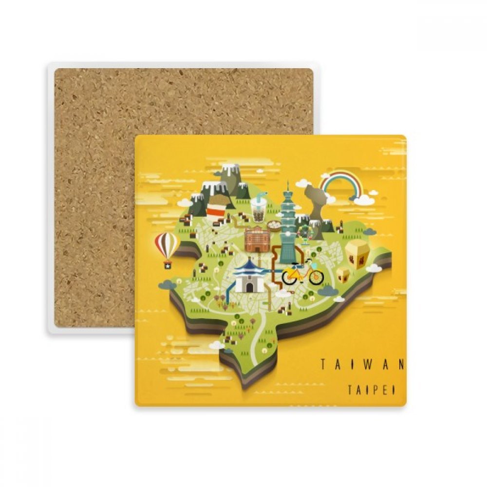 Dessous de verre Taipei absorbant en pierre pour tasse et bouteille, style Chine