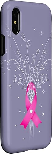 Miniatura 9 de iPhone 14 Pro Max Rosa Concientización del Cáncer de Mama Cinta Flores Estuche Púrpura