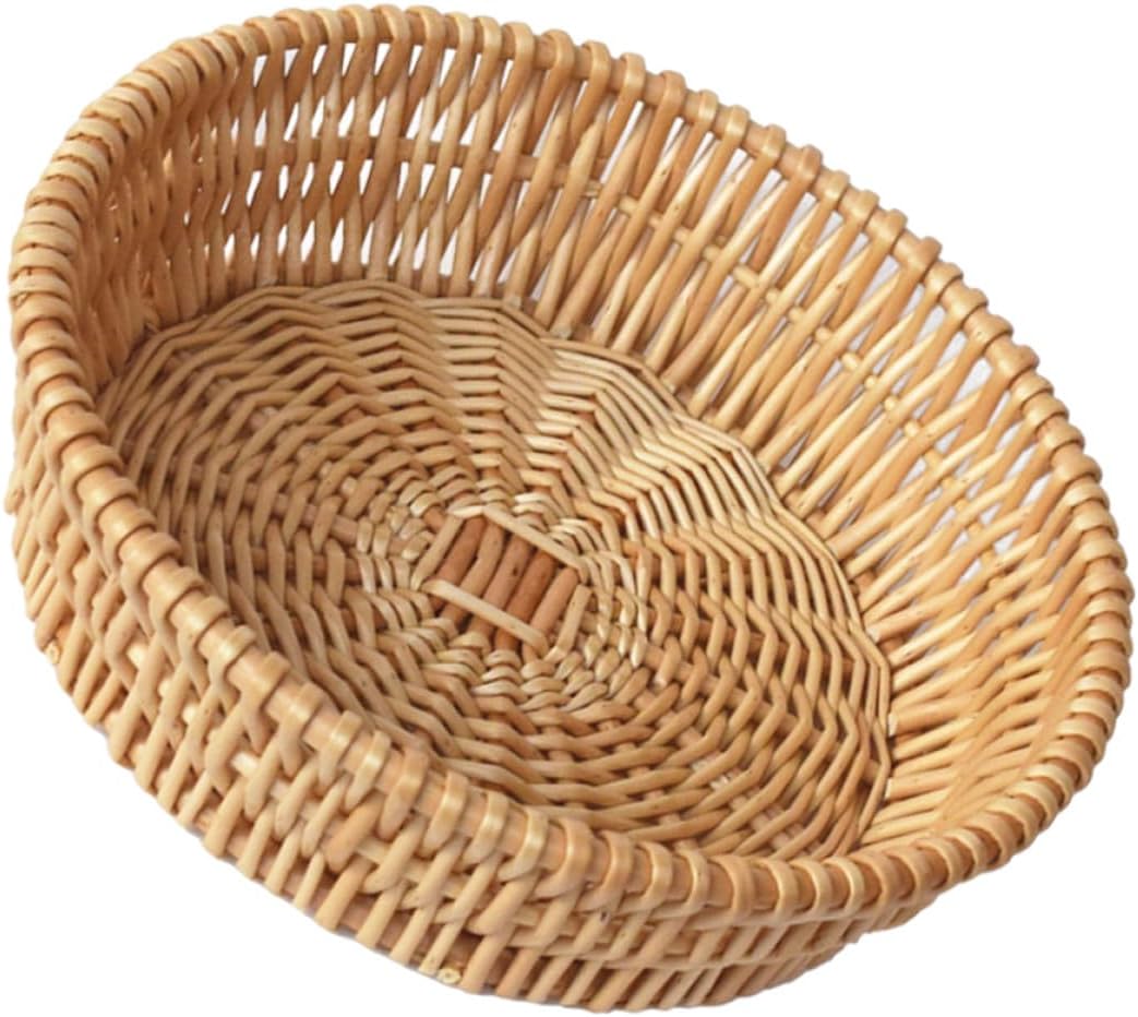 Handwoven Wicker Bread Basket Storage Tray 25cm Brown