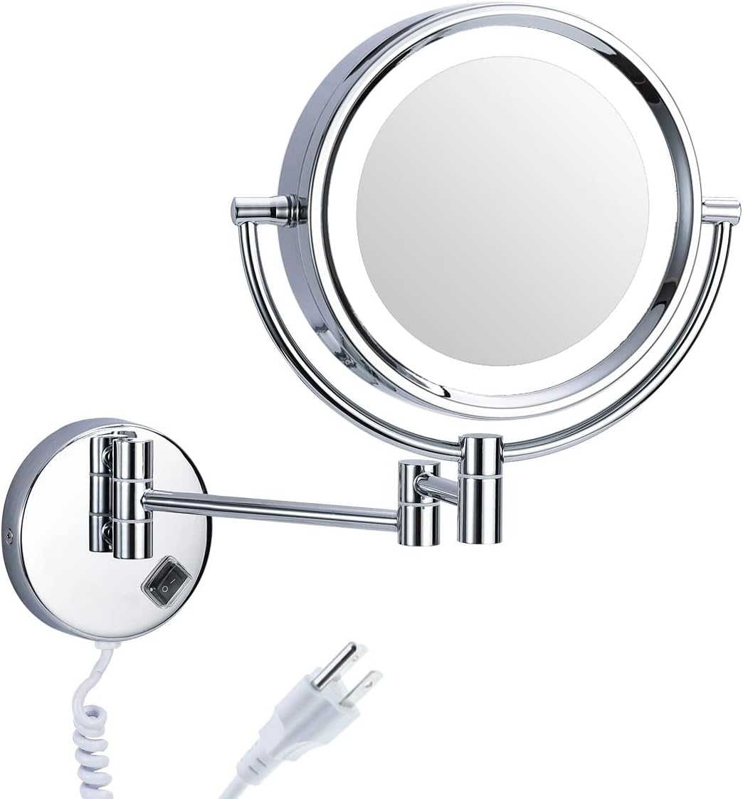 LED Lighted Wall Mounted Makeup Mirror Magnifying Mirror Plug in