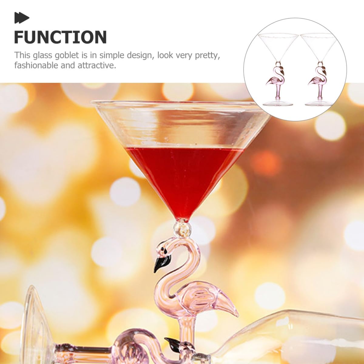 DOITOOL Copas de Vino Rosa Diseño de Flamenco Juego de 2 de Vidrio Resistente al Desgaste de 200 Ml para Fiestas y Restaurantes