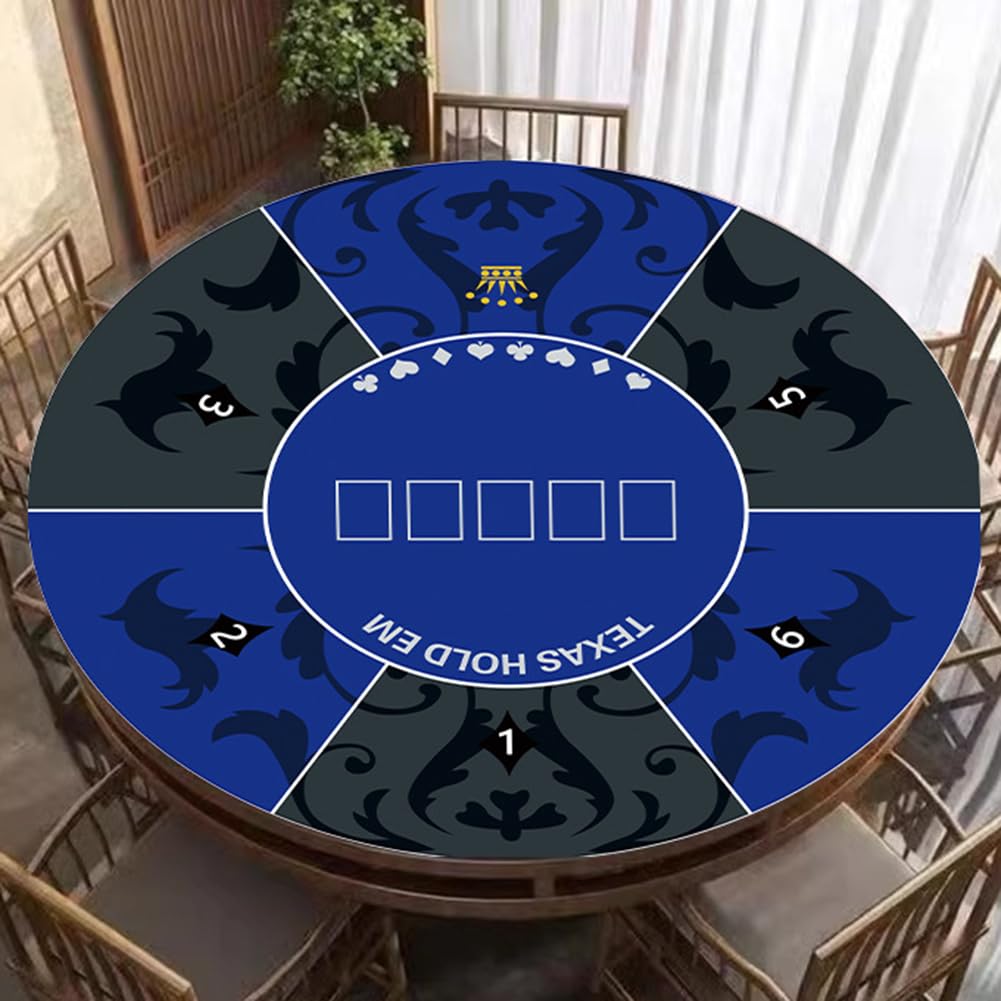 Mesa de póquer de Goma portátil Texas Hold'em de 1,2 x 1,2 M, tapete de diseño de Juego for 6 Jugadores con Bolsa de Transporte(1.2 x 1.2 M)