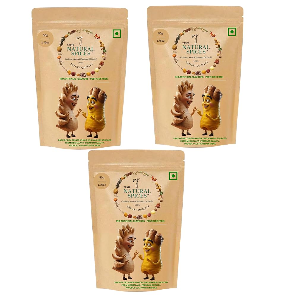 MJ TASTE NATURAL Whole Dry Ginger (50g) | Aromatic & Flavorful | Perfect for Cooking, Herbal Teas, Ayurvedic Medicine & Spices | 100% Natural, Non-GMO, No Additives & Sustainably Harvested, Pack of 3-image-33