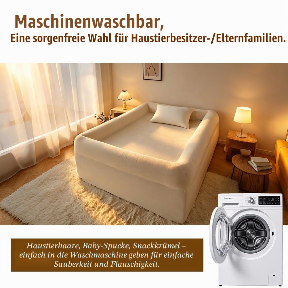 Spannbettlaken mit Rand. Weiches und Flauschiges Bettumrandungslaken aus Samt, gepolsterte Kanten bleiben fest und kollabieren Nicht, mit abnehmbarem Reißverschluss, maschinenwaschbar(180x200cm)