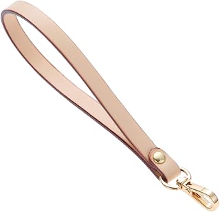 Wristlet Strap, Genuine Leather Short Purse Strap, Light Beige Keychain Handle Rope for Wallets, Clutches & DIY Handbag Accessories 15 * 0.8cm