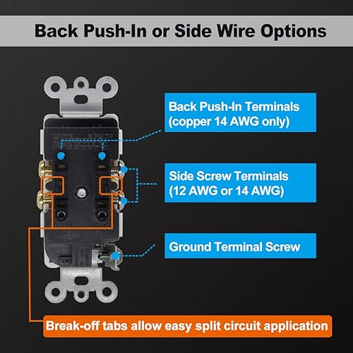 Miniatura 6 de CML - 20 tomacorrientes de pared color blanco mate de 15 amperios, seguros para niños, resistentes a manipulaciones, enchufes eléctricos estándar,