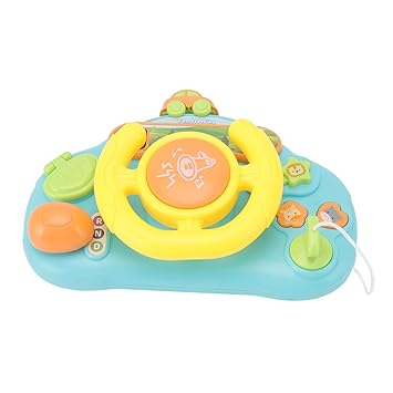 Kids Simulated Steering Wheel, Comfortable Hand Feeling Exercise Coordination Simulation Steering Wheel Toy with Hook and Loop Fasteners for Home Play (Green)