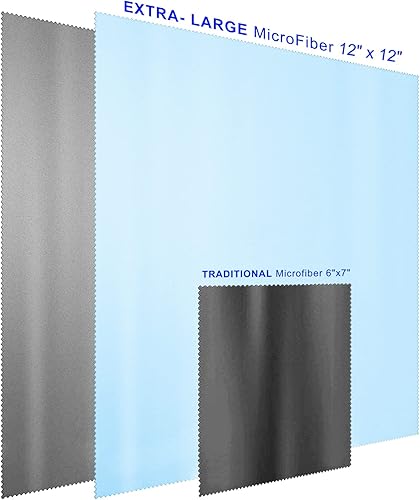 Miniatura 9 de Paquete de 3 paños de limpieza de microfibra extra grandes de 12 x 12 pulgadas, para electrónica y pantallas, lentes en cámaras, binoculares,
