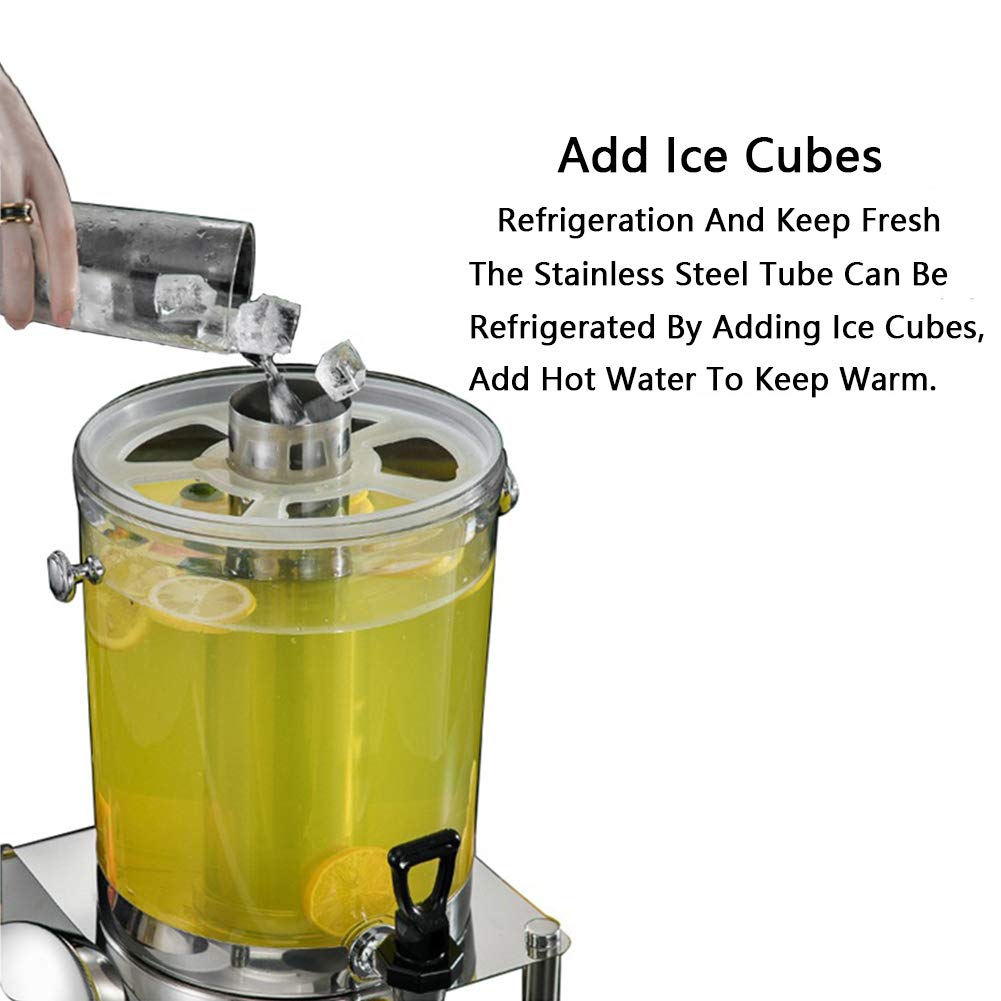 Recipiente térmico de acero inoxidable, Dispensador comercial de bebidas acero inoxidable con contenedor doble tanque, dispensadores jugo frías y calientes 16 litros grifo sin fugas