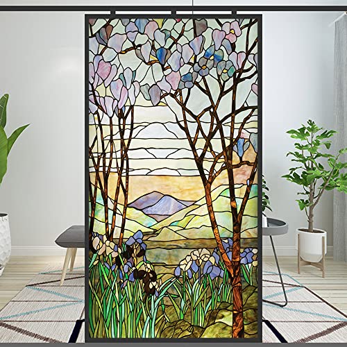 Película de privacidad para ventanas, estilo europeo, estilo iglesia, vitral, adhesivo estático, calcomanías decorativas esmeriladas para ventanas (patrón 50 x 120 cm)