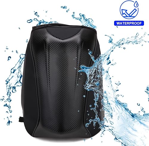 Miniatura 4 de Mochila impermeable para motocicleta, mochila de carcasa dura, casco de motocicleta de fibra de carbono, bolsa grande para hombres, viajes, camping,