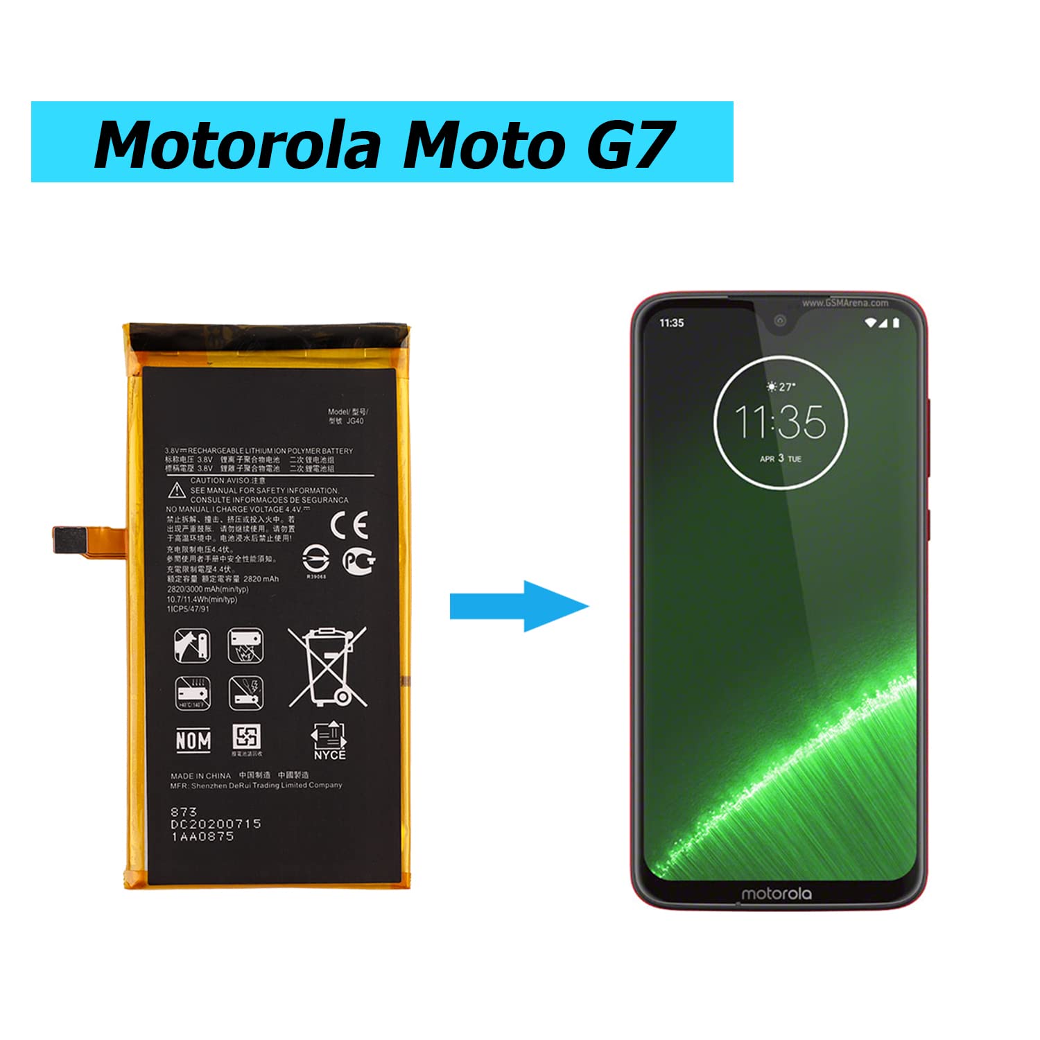 moto g7 plus ビバレッド Amazon.com: Vvsialeek JG40 Replacement Battery Compatible