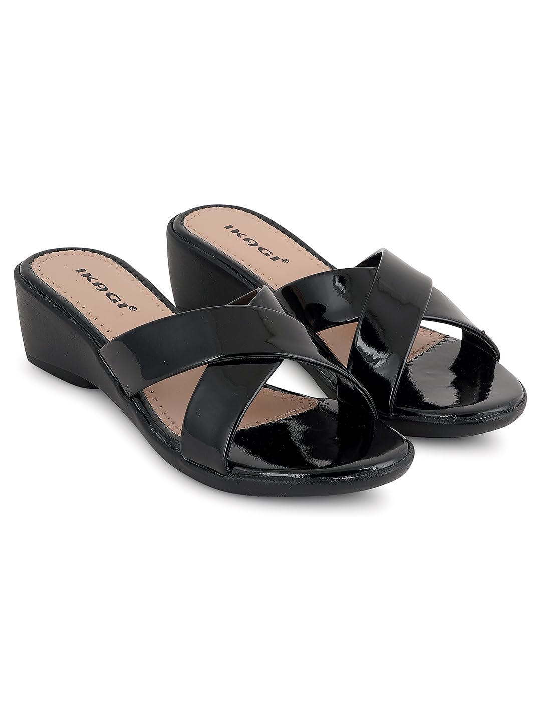 IKAGI Womens Fashion Sandals | Comfortable for All Formal and Casual Occassions | Casual and Stylish Wedge For Women & Girls (Black, 6) (B0CVB1WG9R) Amazon Price History, Amazon Price Tracker