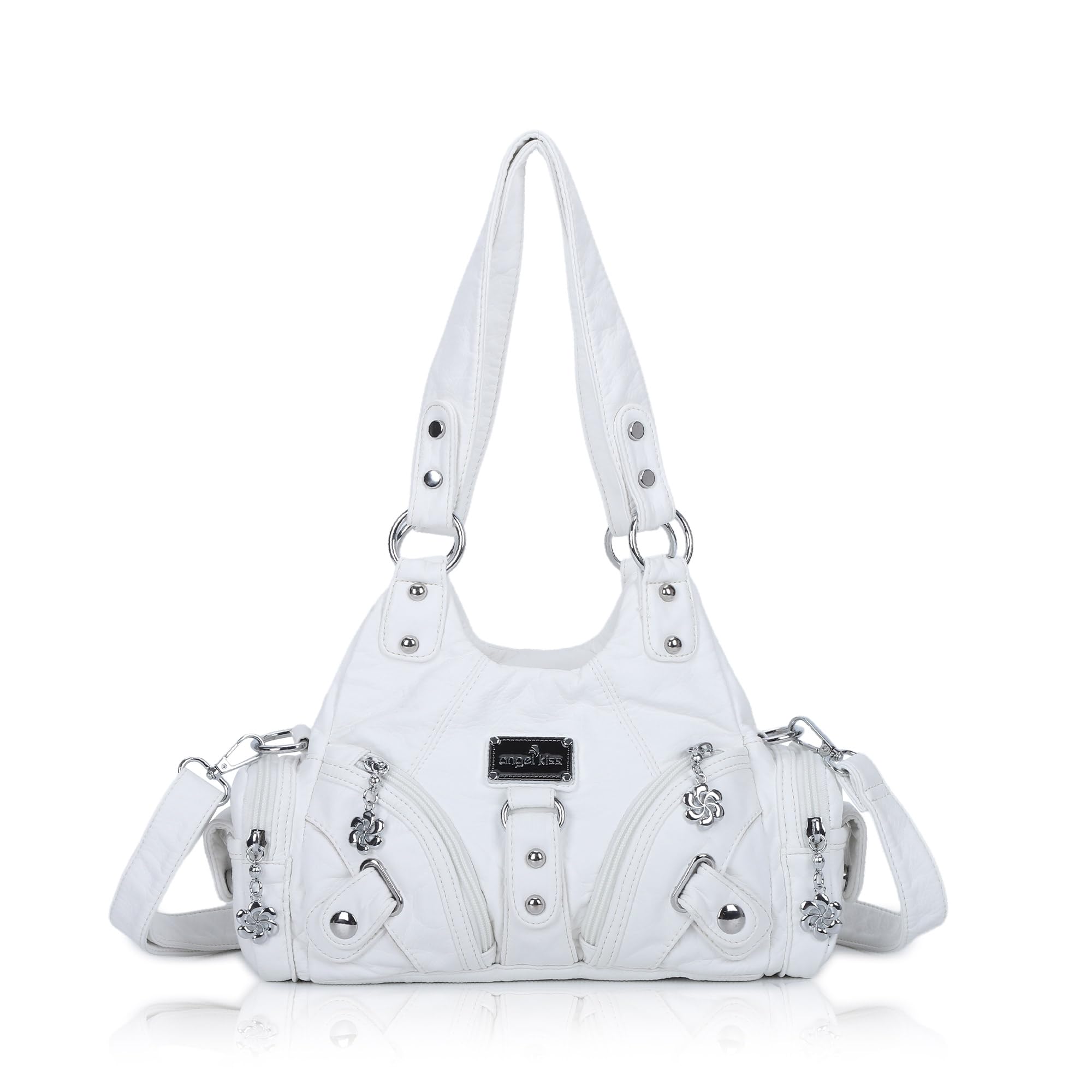Angel Kiss Borsa a tracolla da donna, piccola borsa a tracolla Hobo in pelle vegana con tasche multiple e chiusura lampo