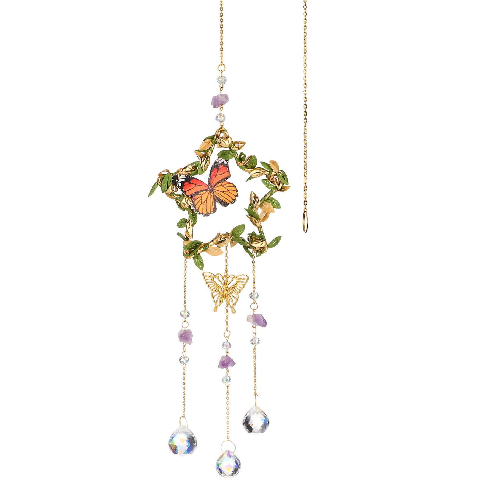 Cabilock 3st Schmetterlings-kristall-anhänger Hängendes Prisma Sonnenfänger Zum Aufhängen Mondwindspiele Suncatcher-Kristalle Hängende Prismen Fenster Sonnenfänger Regenbogenprisma Metall