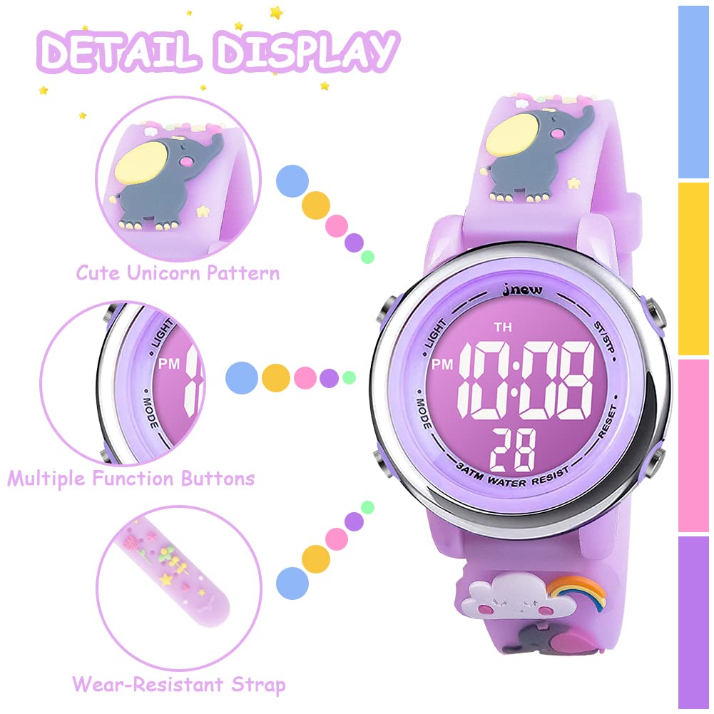 Vicloon Orologio Digitale per Bambini, Orologio da Polso per Ragazzi e Ragazze, Polso unicorno, Cartoni 3D Waterproof Retroilluminazione a 7 Colori, Visualizzazione Della Data e Dell'ora