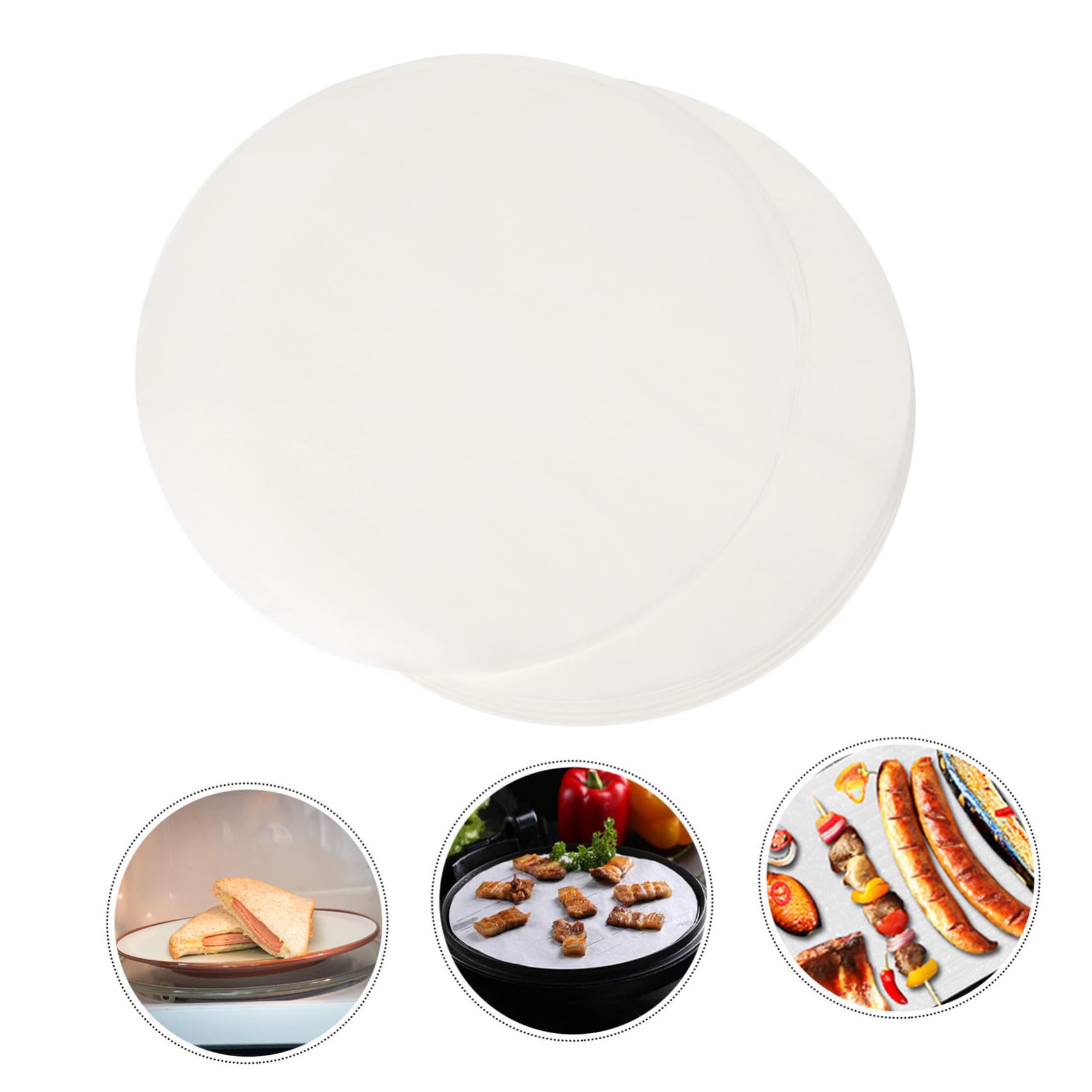 UKCOCO 500 piezas Papel para Hornear Redondo Unidades Papel Antiadherente para Cocina Resistente al Calor para Horno Microondas y Freidora de Aire