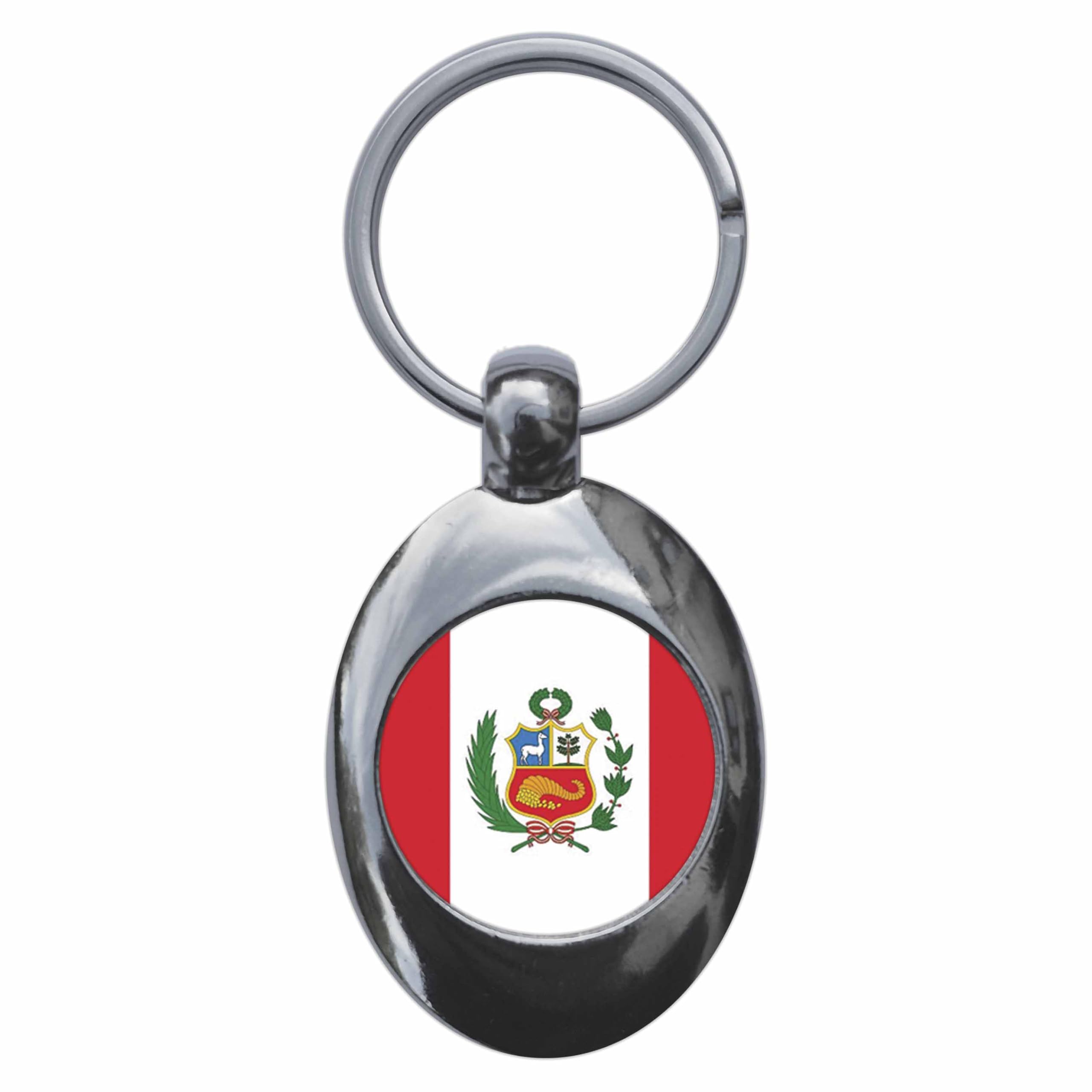 Ozorath Peru National Flag Keyring Keychain Key Ring Chain With Trolley Coin