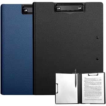 2 x A4 Clipboard A4 Clipboard with Lid Clipboard with 2 Clips Writing Case Clipboard A4 Plastic Lightweight Clipboard Folder Writing Board for Business Office School Restaurant