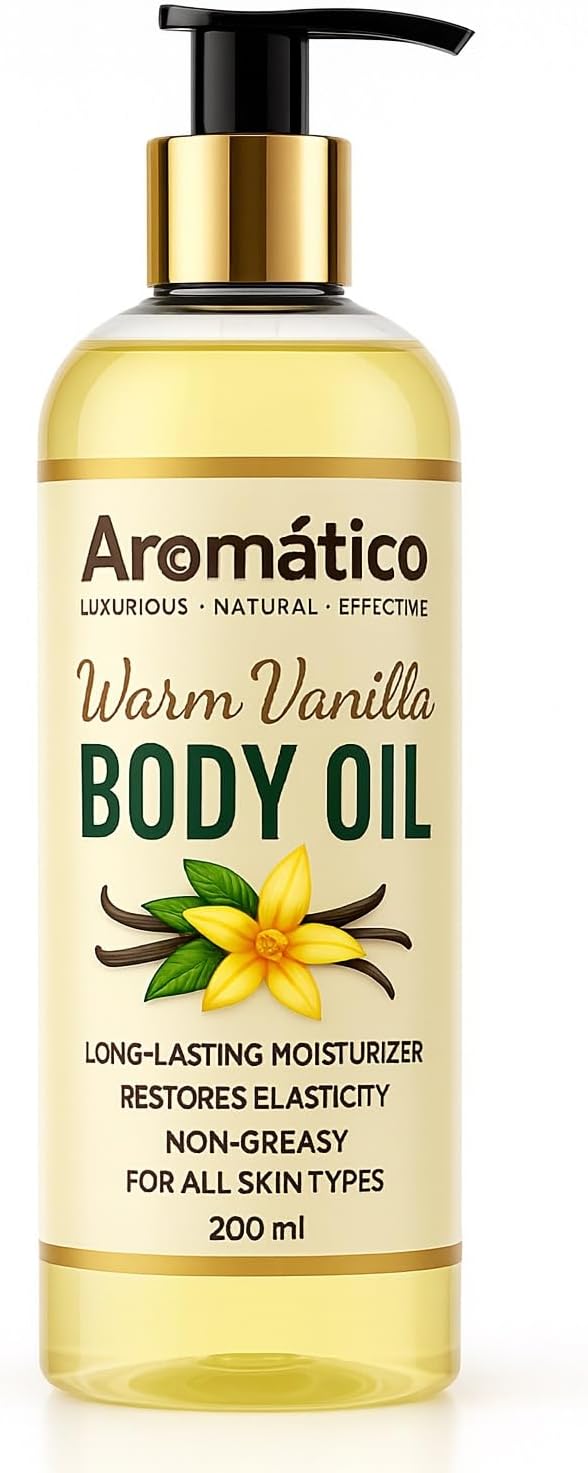 Warm Vanilla Body Oil for Women - 200ml |Dry Skin-Deep Hydration Formula for Glowing Skin in the Winters | Non-Sticky Texture, for Daily Use after Bath | Cozy & Creamy Fragrance