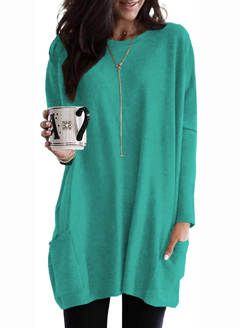 Naggoo Womens Long Sleeve Tunic Tops for Leggings with Pockets Fall Fashion 2025 Casual Long T Shirts