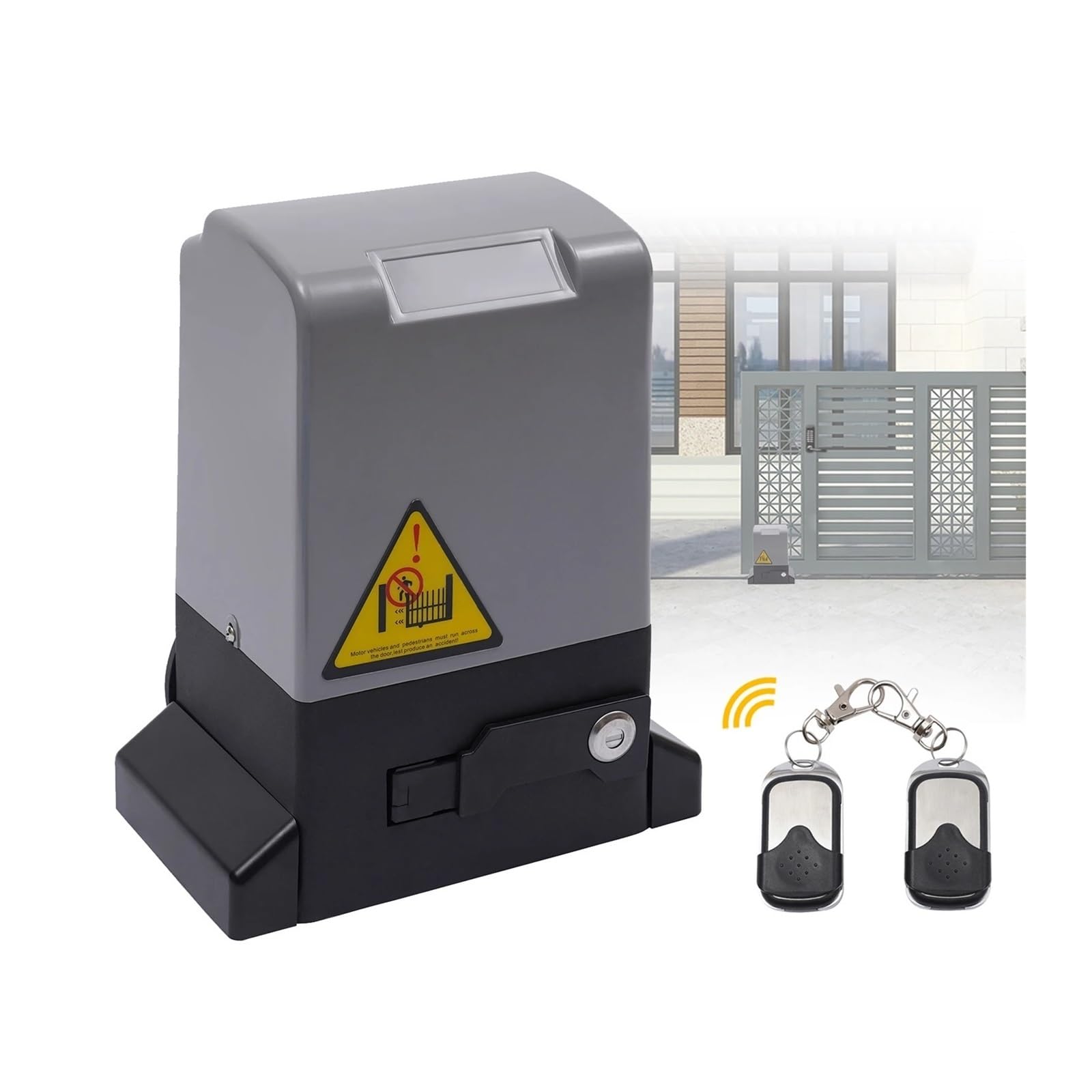 370W/550W/750W Elektryczny otwieracz bramy przesuwnej Automatyczny silnik Zestaw do kontroli bezpieczeństwa podjazdu z czujnikiem pozerwieni + 2 piloty do użytku DIY(600KG 370W)