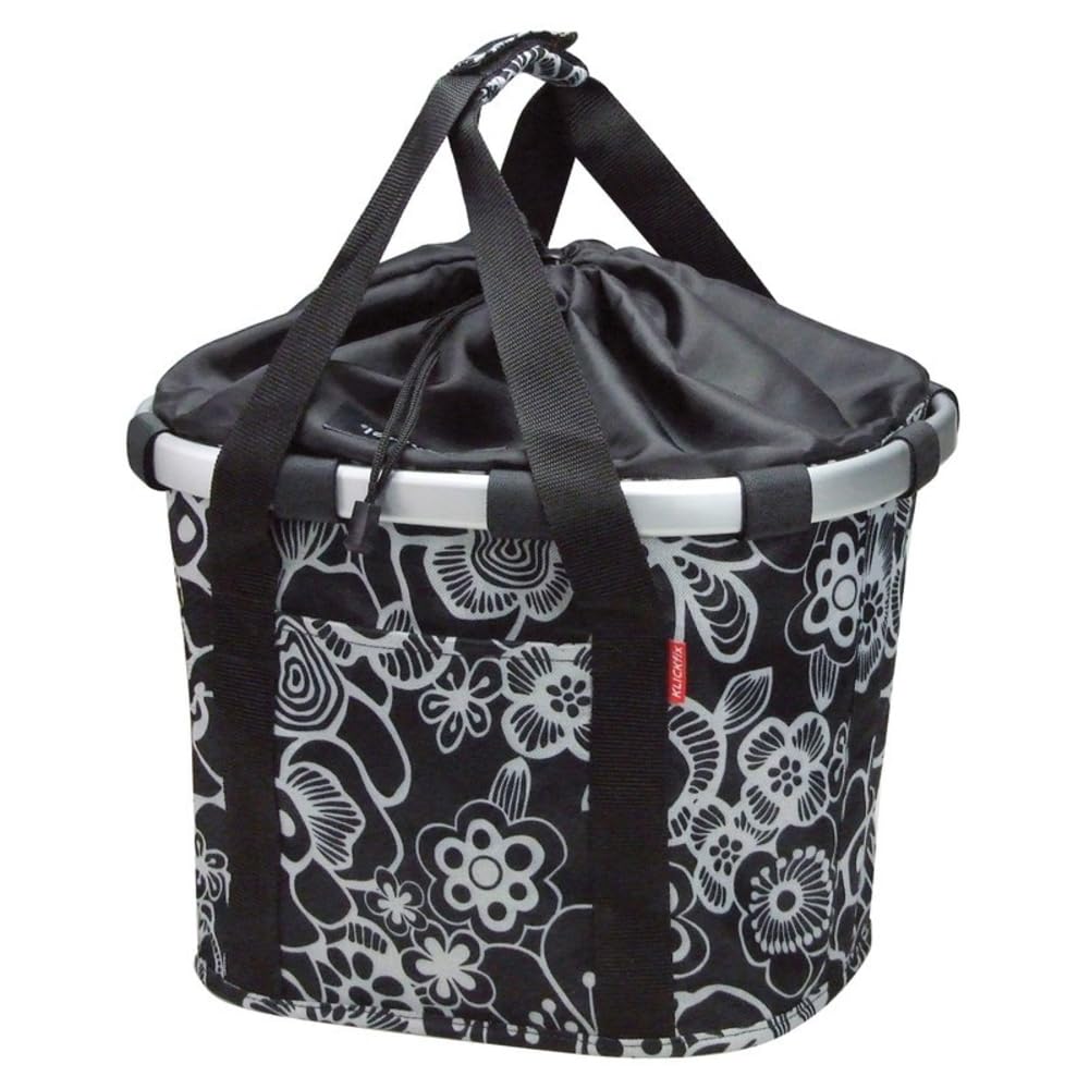 KlickFix Fahrrad-Klapptasche Reisenthel Bikebasket Fleur Schwarz