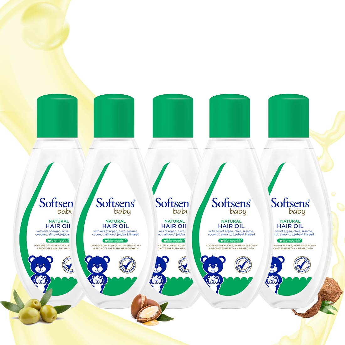 Softsens Baby - Natural Hair Oil | Enriched With Natural Oils of argan | Free from parabens, sulfates and harmful chemicals (Pack of 5)-image-32