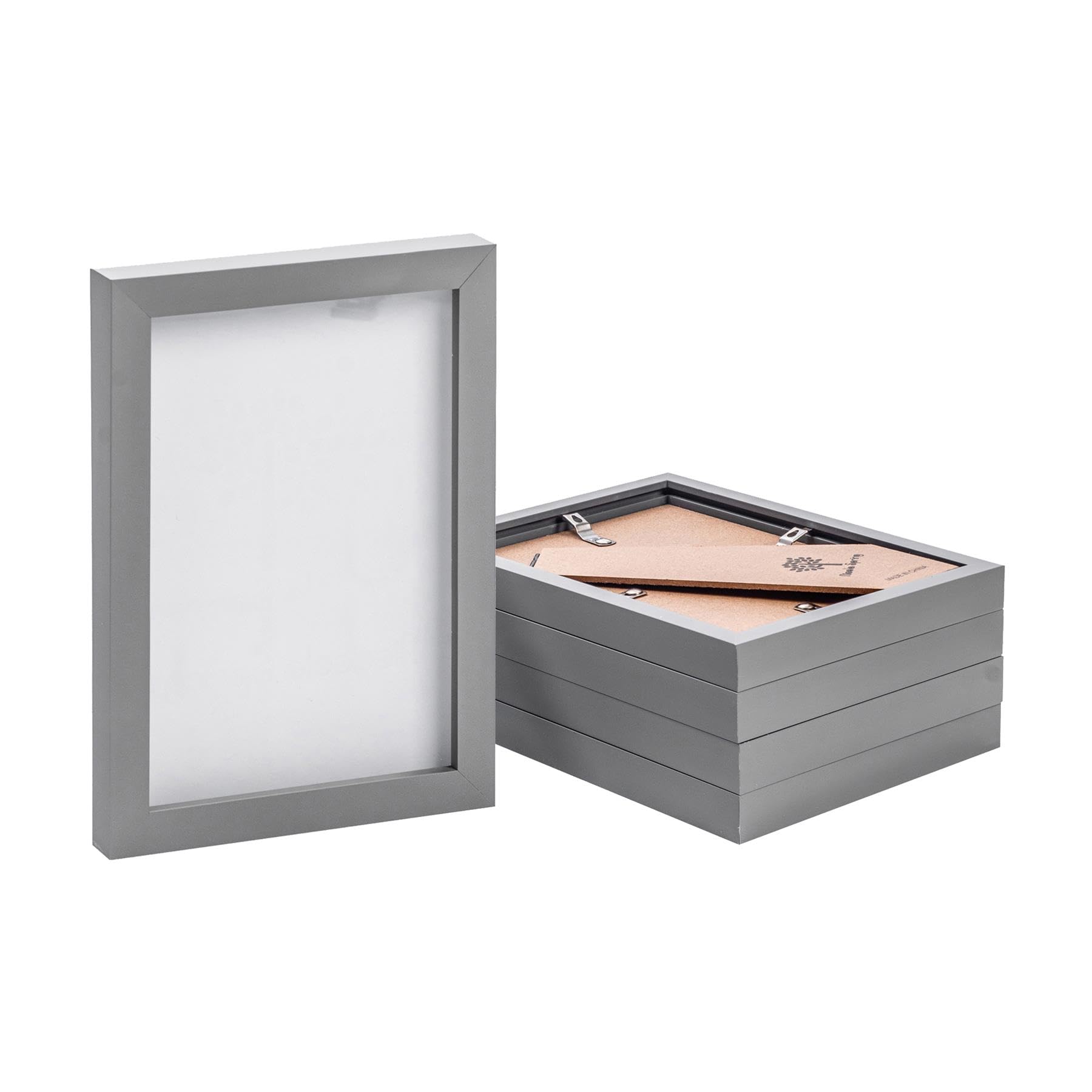 Nicola Spring Grey A5 Picture Frames - 5 Pack Photo Frames (Fits Photo Size: 6 X 8In | 14 X 20Cm) - Landscape Portrait Display With Glass Aperture For Freestanding & Wall Mounting Certificate, Poster