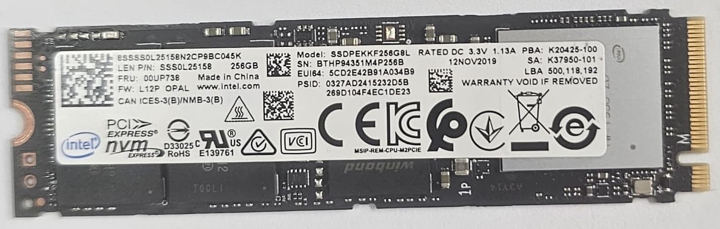 Amazon | Intel 256GB PCIe-NVMe SSD、2280 M.2、SSDPEKKF256G8L