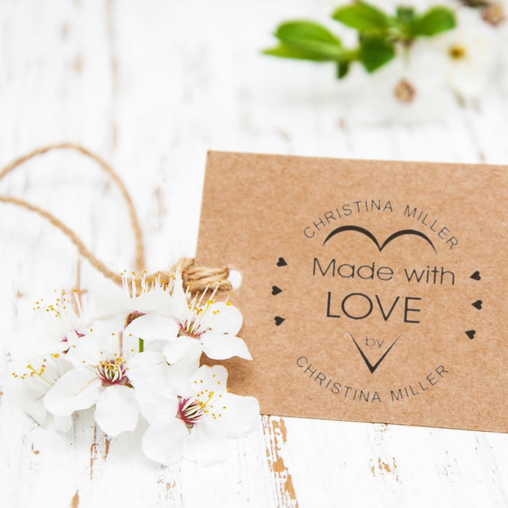 Acorn Sales Hearts Made with Love by Name Rubber Stamp